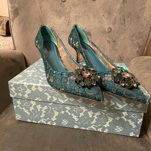Dolce & Gabbana Lace rainbow pumps with brooch detail